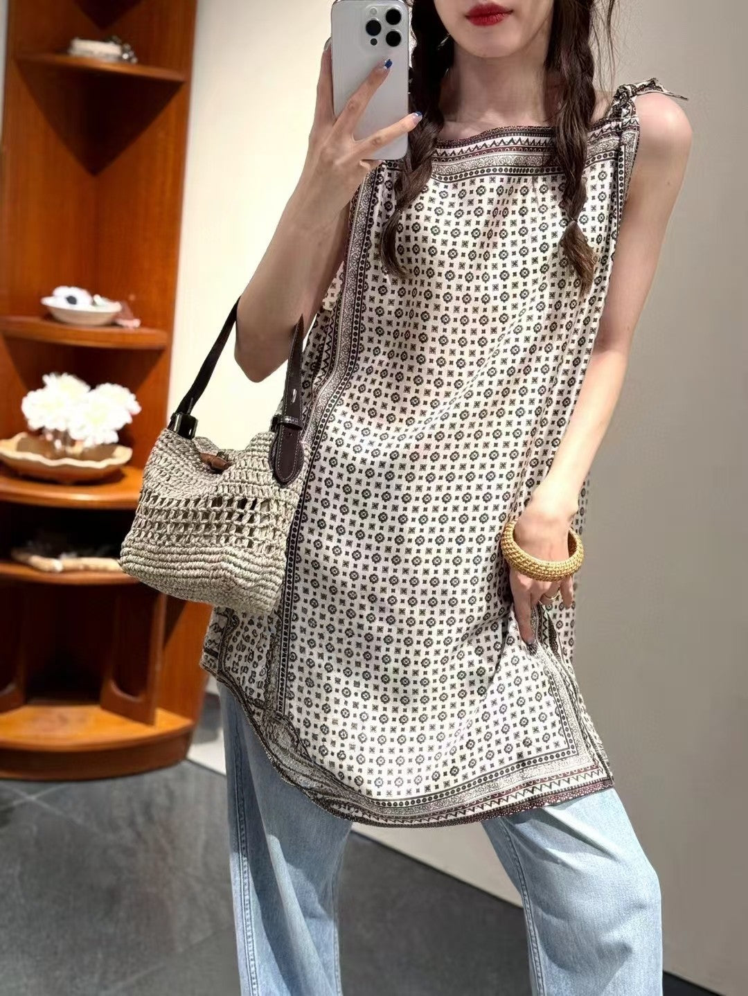 Women's Fashion Temperament Printed Sleeveless Dress