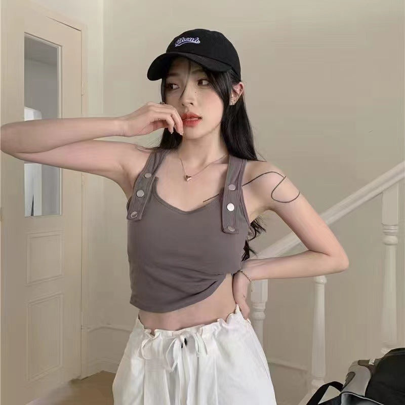 Cotton Hot Girl Button Design Camisole