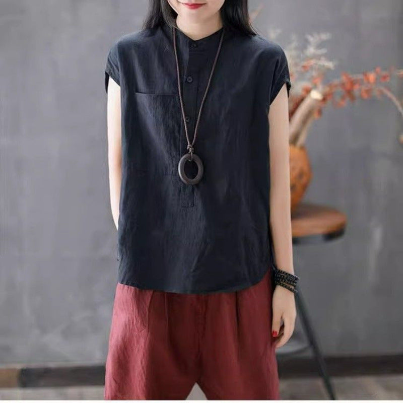 Cotton Linen Short Sleeved Shirt