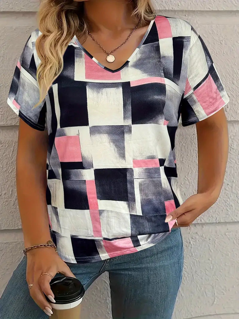 Summer New Casual Multicolor Design Women's T-shirt