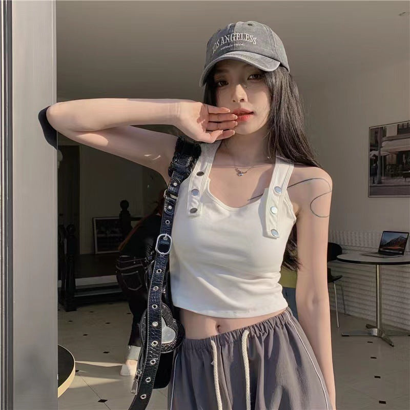 Cotton Hot Girl Button Design Camisole