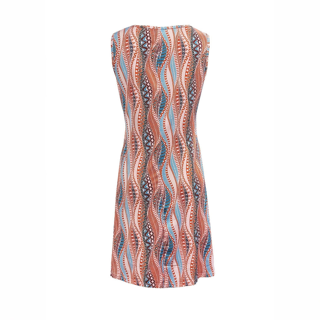 Women's 3D Digital Printing Sleeveless Round Neck Loose Dress