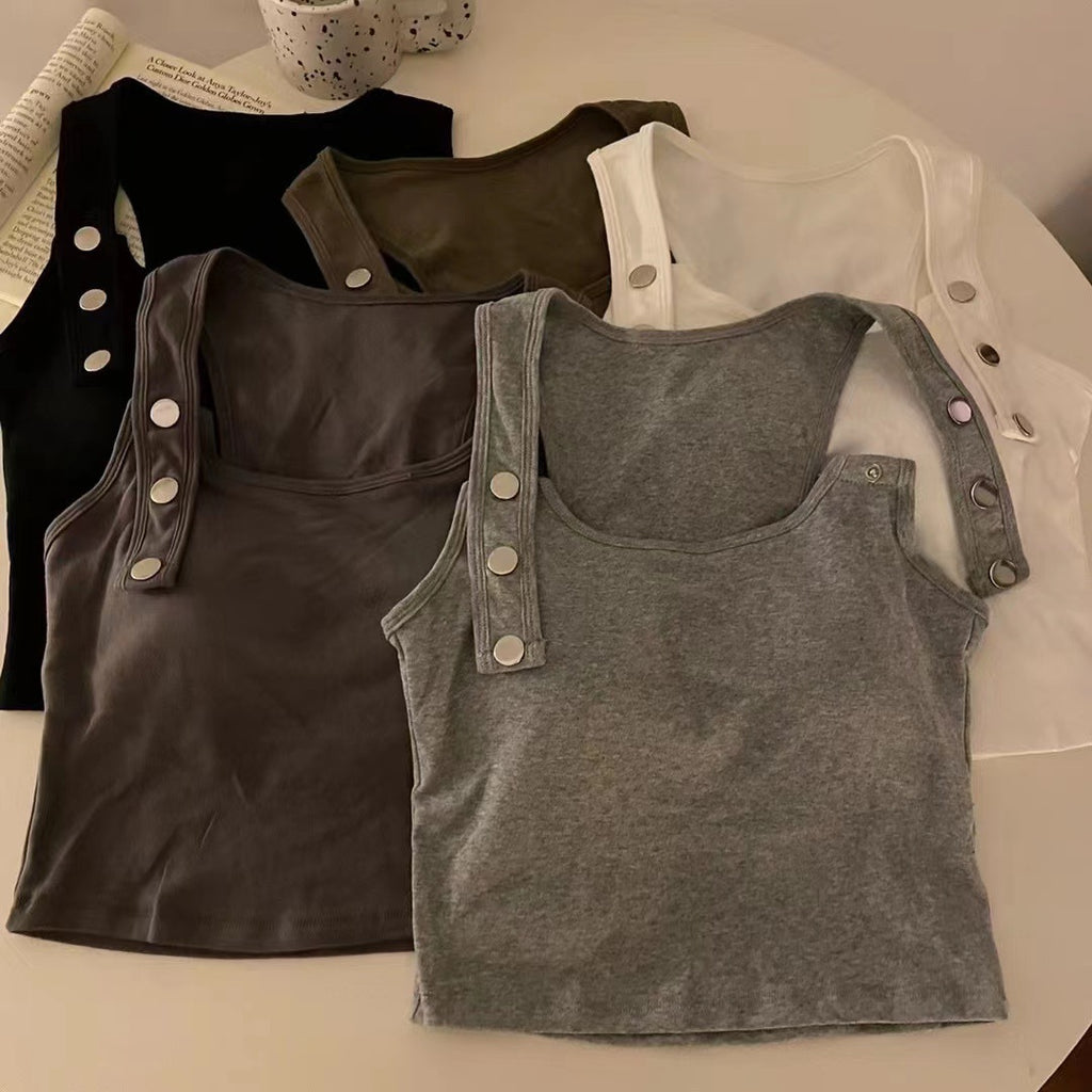 Cotton Hot Girl Button Design Camisole