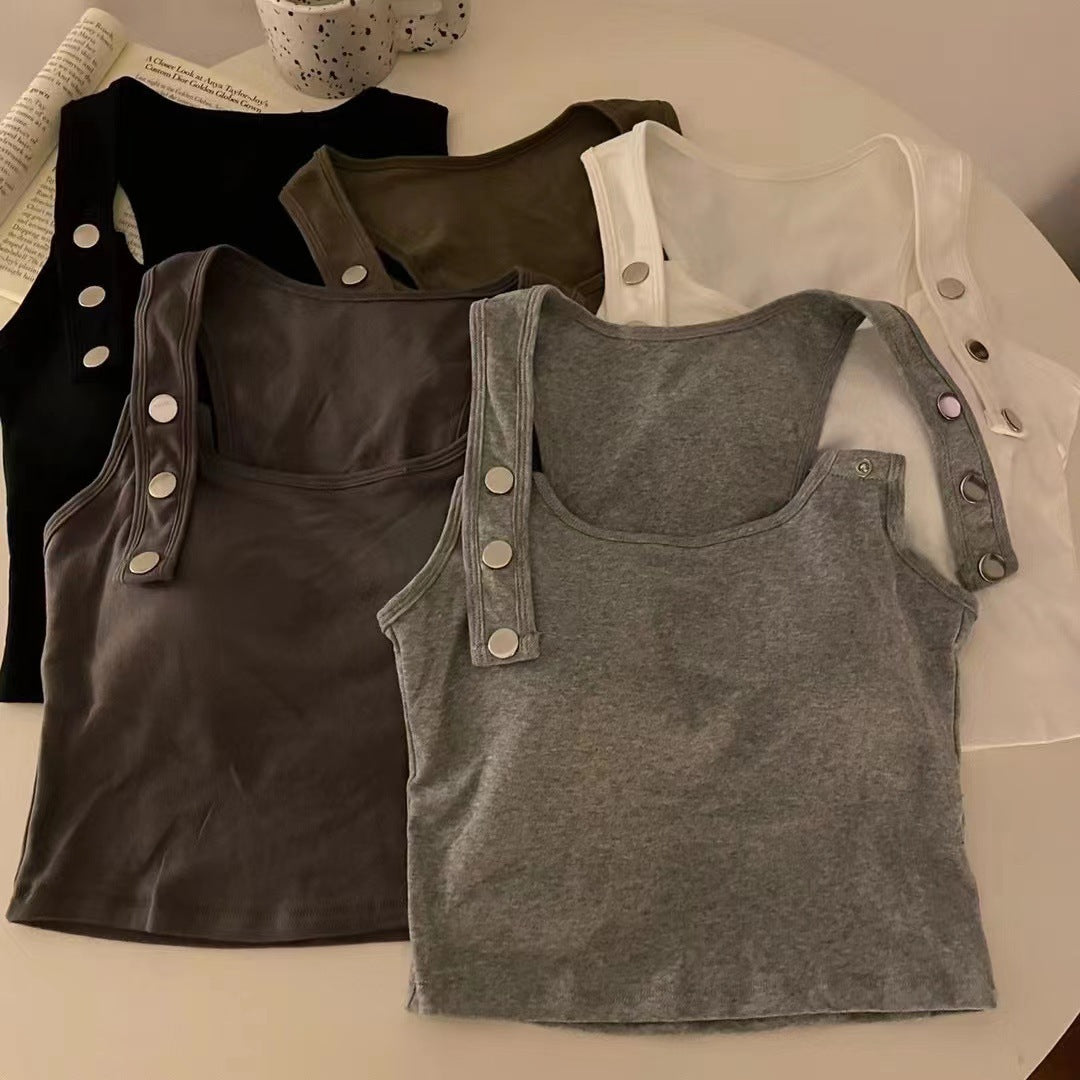 Cotton Hot Girl Button Design Camisole