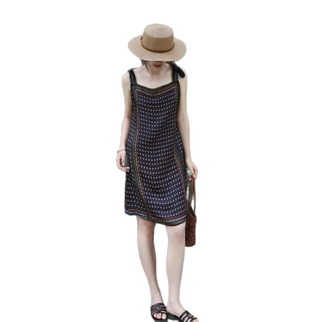 Women's Fashion Temperament Printed Sleeveless Dress