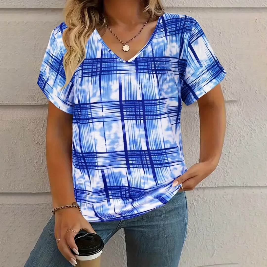 Summer New Casual Multicolor Design Women's T-shirt