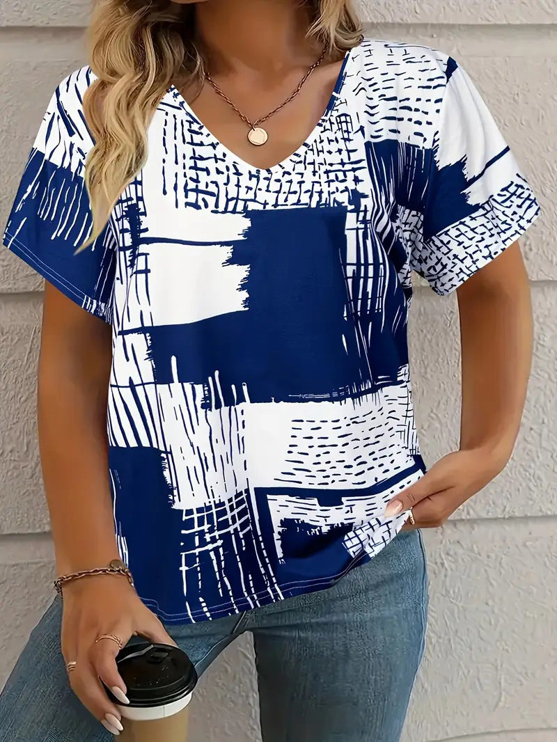Summer New Casual Multicolor Design Women's T-shirt