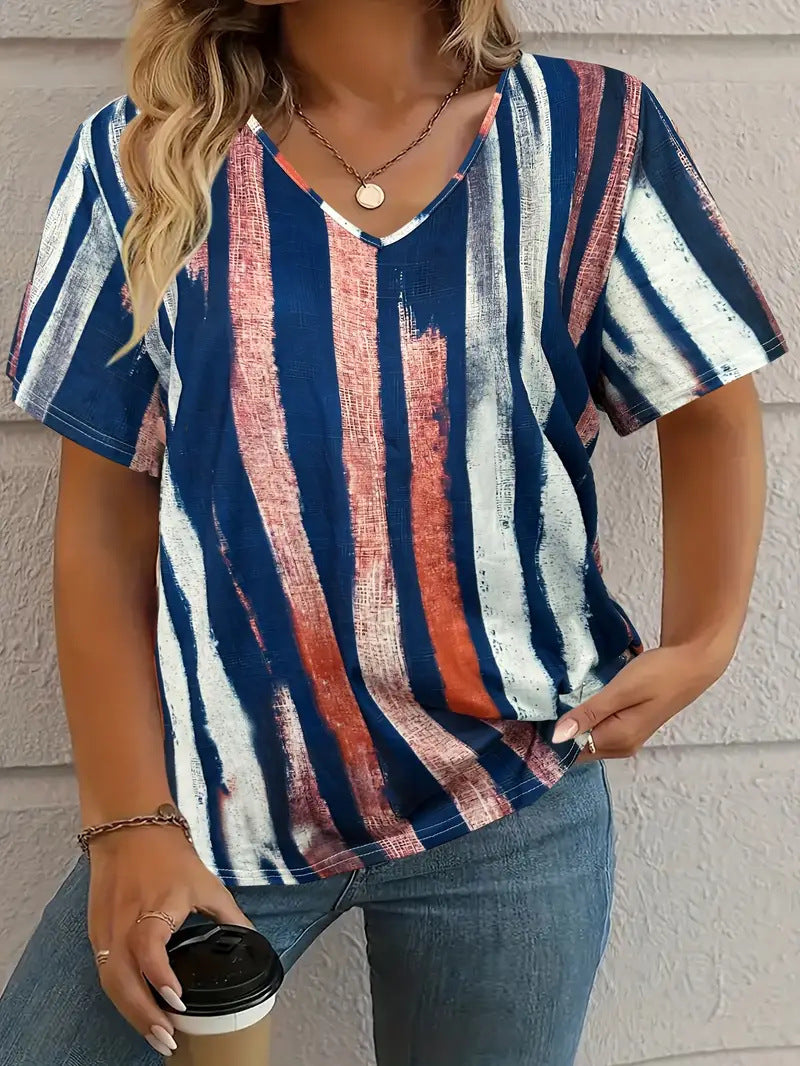 Summer New Casual Multicolor Design Women's T-shirt