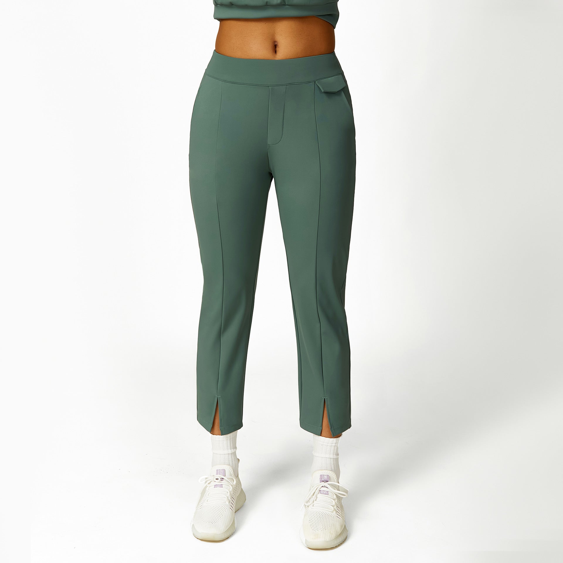 Loose Half Zipper And Lapel Sleeveless Top Casual Trousers Lace-up Shorts Three-piece Set